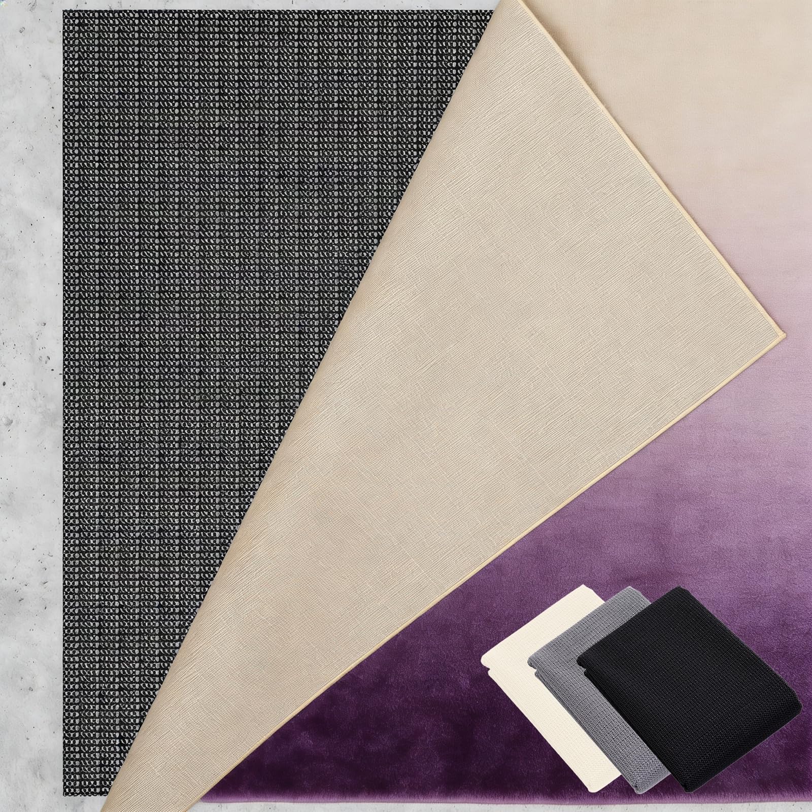 Antideslizante Alfombra 150 x 300 cm Multiusos de PVC, Lavable, Cortable, Reutilizable y sin Olores, PVC Base Antideslizante para Alfombra Adecuado para Parqué O Baldosas, Negro