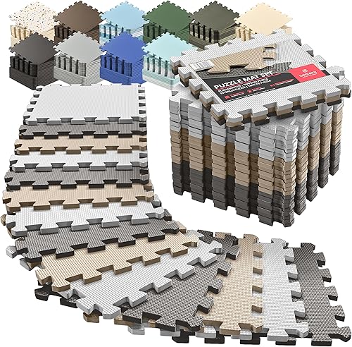 Miniatura 19 de bemaxx Juego de alfombrillas de gimnasio, 18 piezas de baldosas de espuma EVA entrelazadas (12.6 x 12.6 x 0.4 pulgadas), 18 pies cuadrados