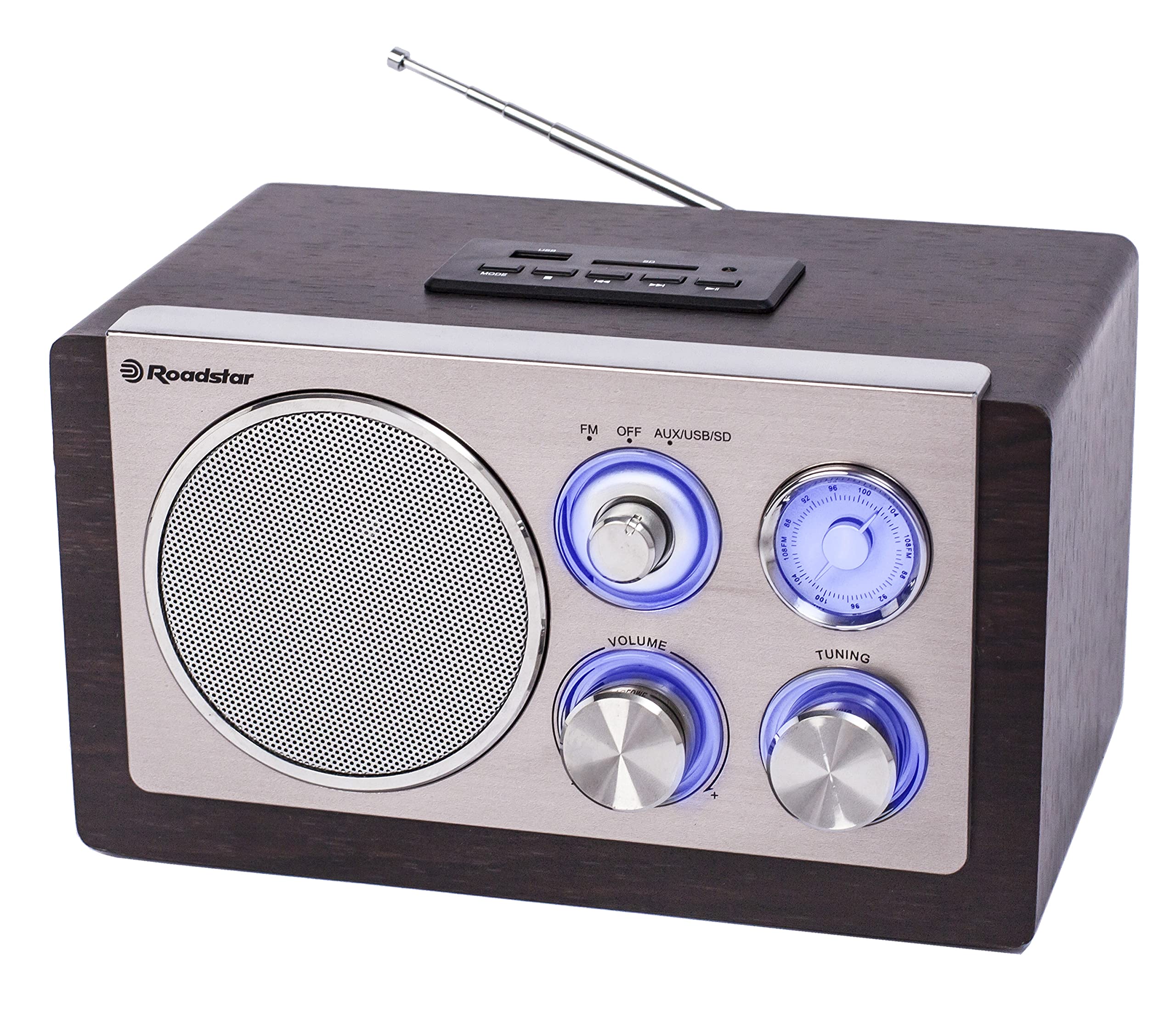 Roadstar HRA 1345US Retro Radio with USB/SD/AUX-IN Wood