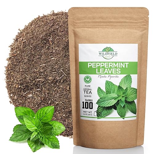 100 bolsas de té de menta, bolsas de té de menta, hojas sueltas de menta fresca (Menta Piperita), 100 bolsas de té de 0.05 onzas, hojas de menta disponible en Yaxa Venezuela