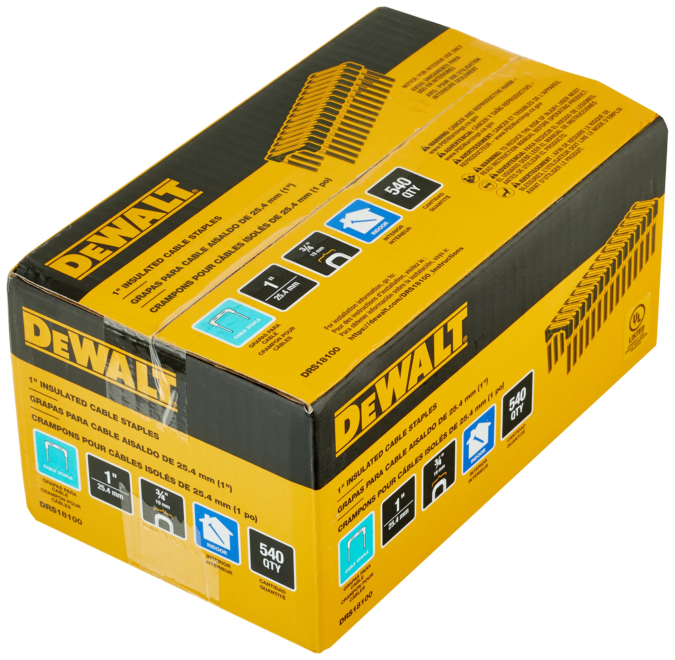Dewalt Grapas aisladas de 3/4 pulgadas x 1 pulgada para grapadora Dcn701, paquete de 540