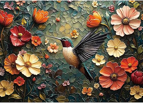 Rompecabezas de 1000 piezas para adultos, rompecabezas de flores vintage, rompecabezas retro de pájaros, juegos creativos y regalos, rompecabezas