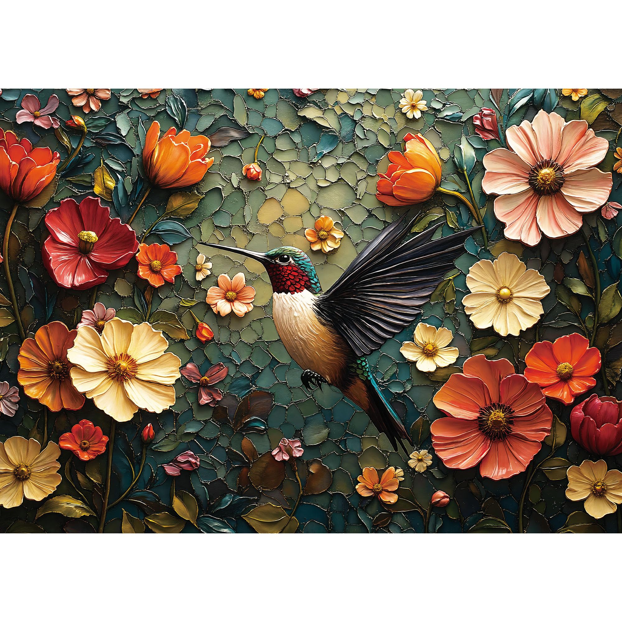 1000 Piece Puzzles for Adults,Vintage Flower Jigsaw Puzzle,Retro Bird Puzzles 1000 Pieces,Creative Games and Gifts Difficult Oil Painting Puzzle Home