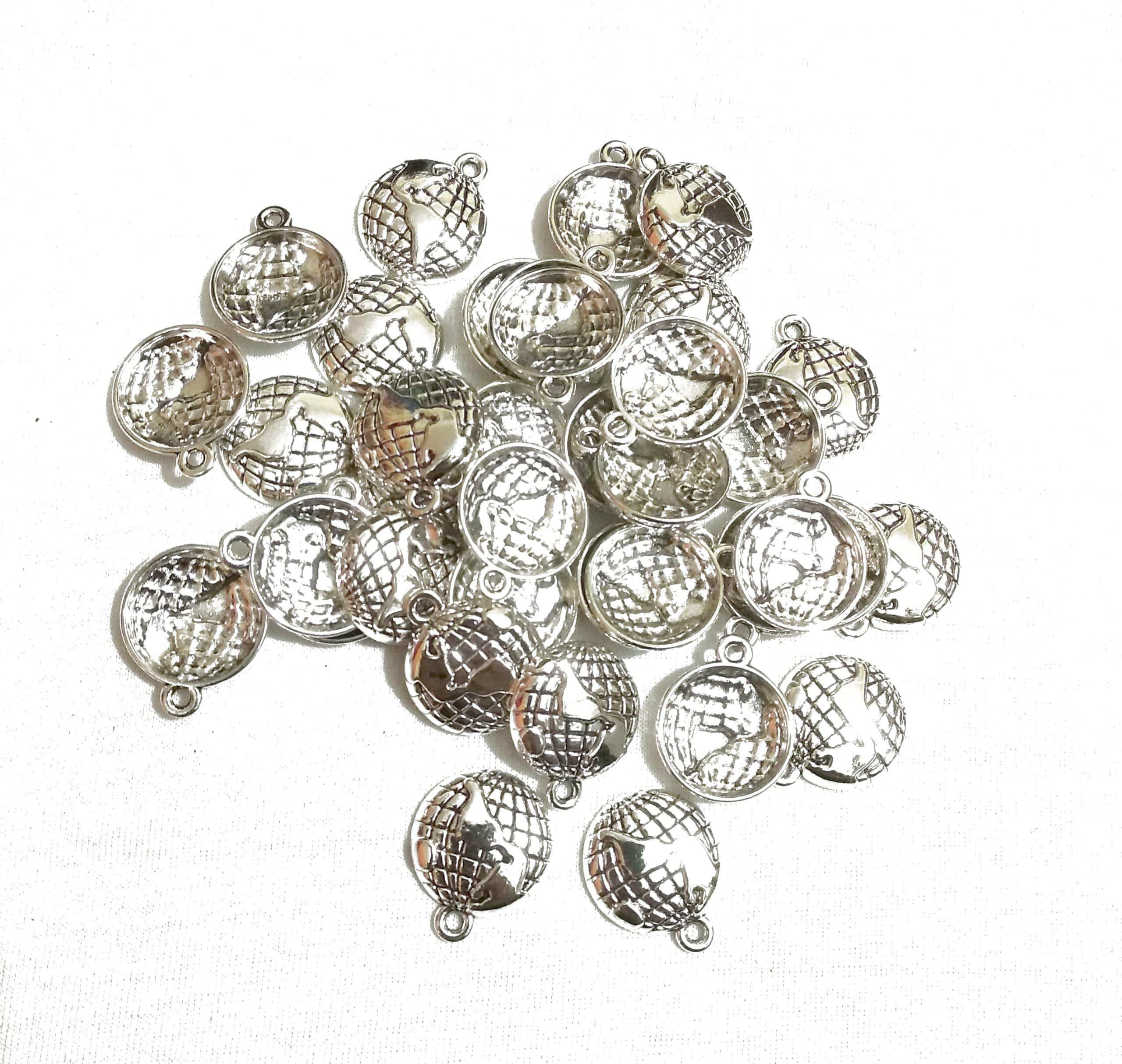 GenericDeysCraft Wholesale Bulk Lots Jewelry Making Silver Charms Smooth Tibetan Metal Charms Pendants DIY for Necklace Bracelet Earring Jewelry Making and Crafting, 25 Pieces Design 89