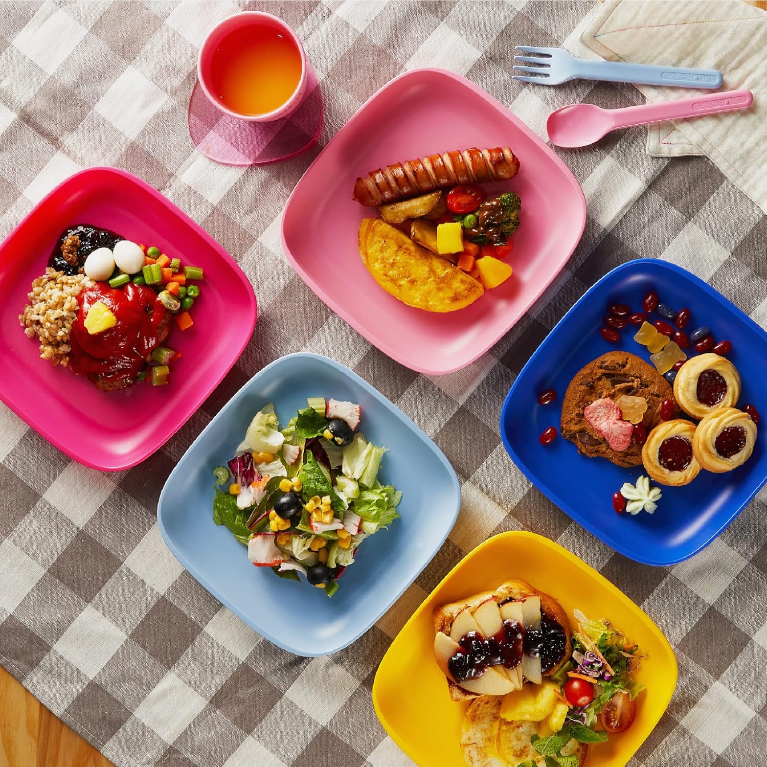 SUGARCANE Kids Plates 5Pack (7.9”) + Coconut Pad 2Pc- Organic Dishes for Toddler to Big Kids - USDA Certified – Microwaves & Dishwasher Safe – BPA Free, Unbreakable, Reusable - Multi - Image 7