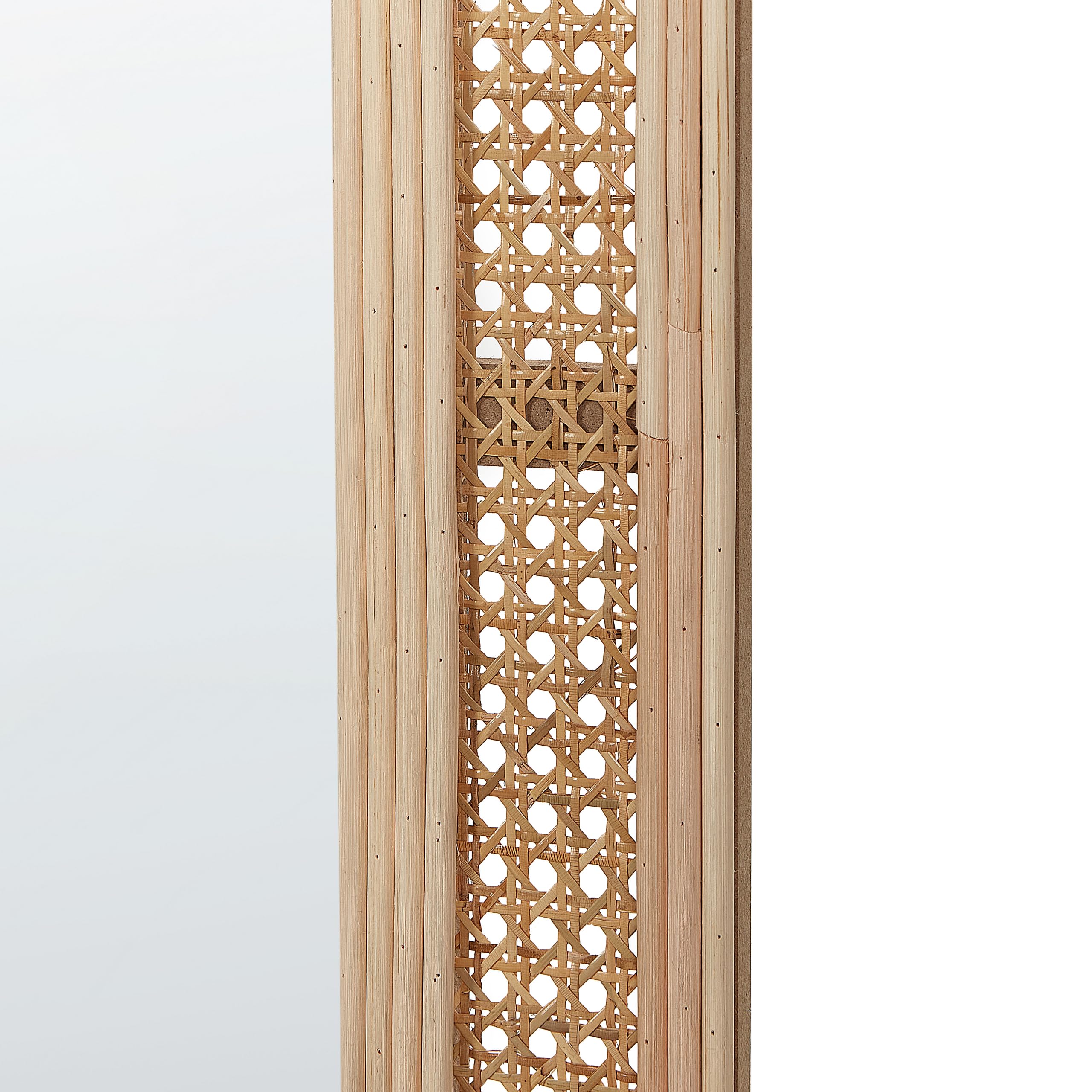 Beliani Espejo de Pared en Forma de Arco de ratán 120x50 cm Sala de Estar Dormitorio Accesorios del hogar Hecho a Mano Estilo Boho Natural Franey