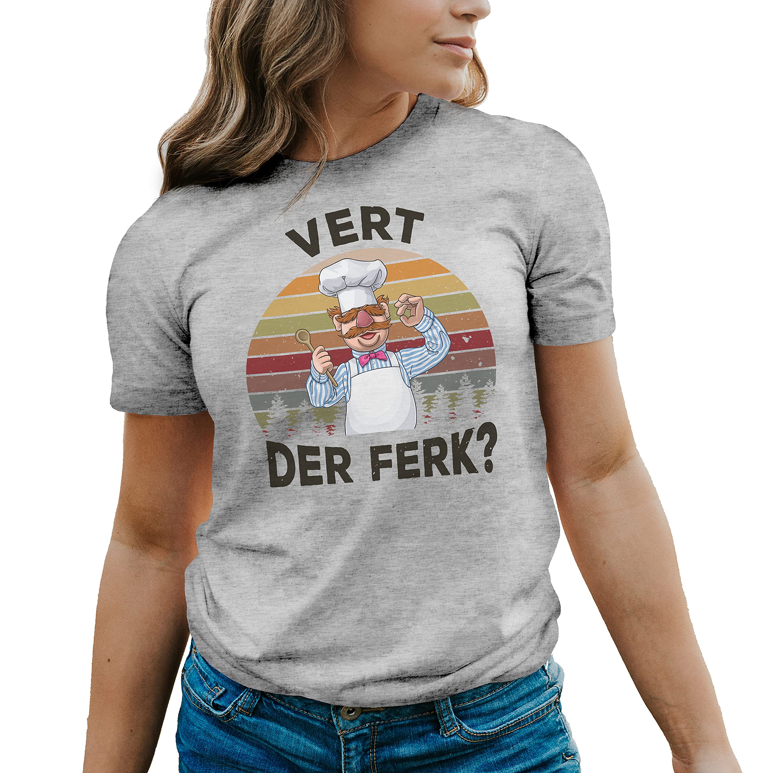 ROSETRAILSwedish Chef Vert Der Ferk Women's Grey T-Shirt Size L