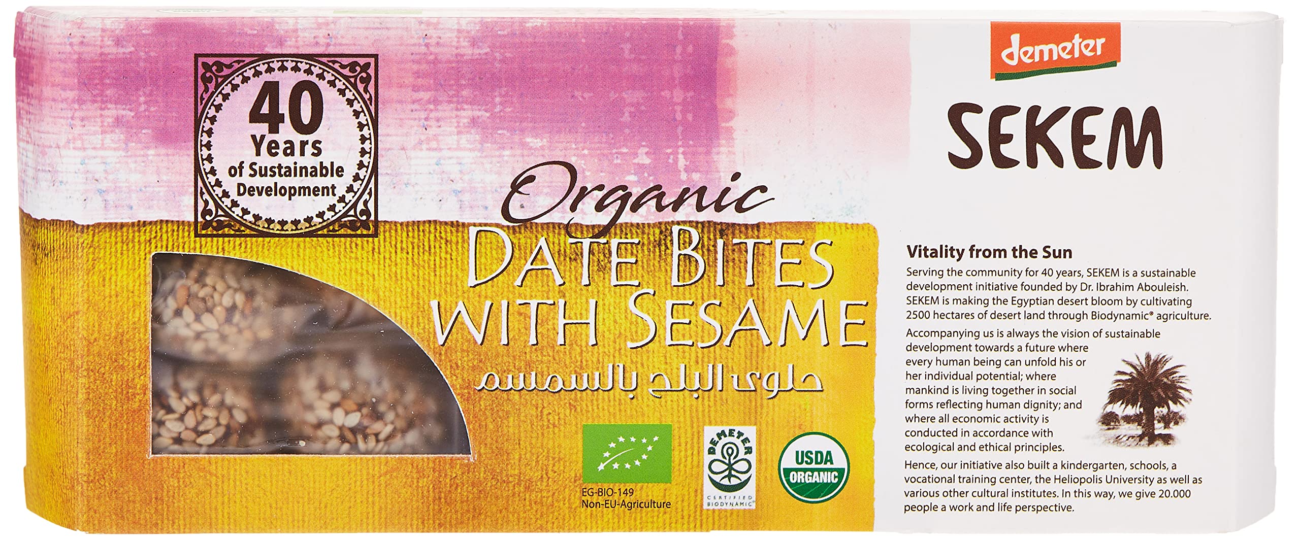 Sekem Organic Date Bites With Sesame, 120 Gm