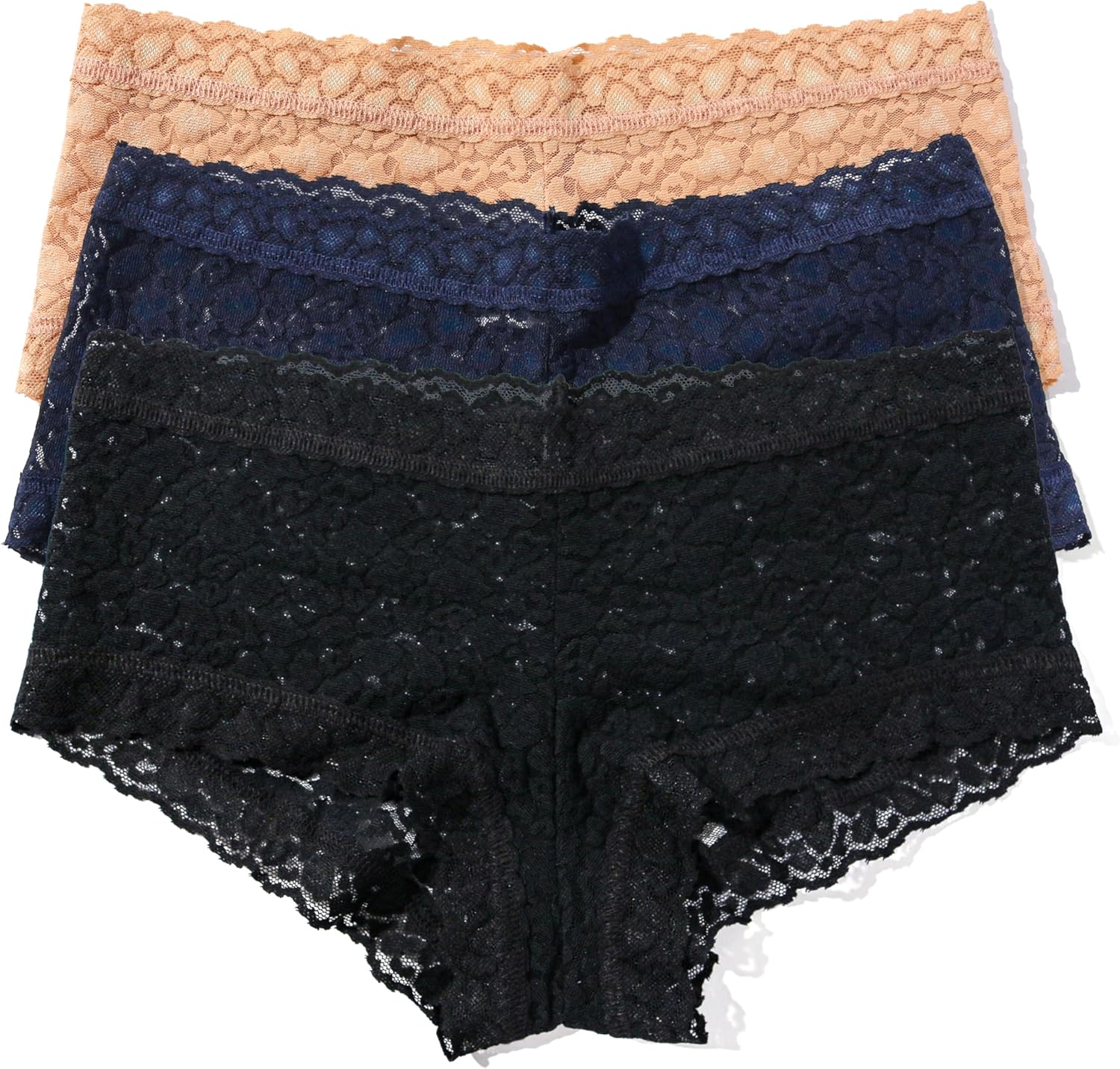 hanky panky - Daily Lace Boyshorts | Women's Underwear, Soft Stretch Fit Panties, Cotton Blend | Sizes (XS-XL), 3 pack