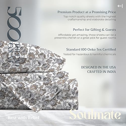 Miniatura 191 de Mayfair Linen Juego de sábanas de 100 % algodón a rayas, tamaño individual, sábanas de damasco de 500 hilos, tamaño individual, juego de 3 piezas