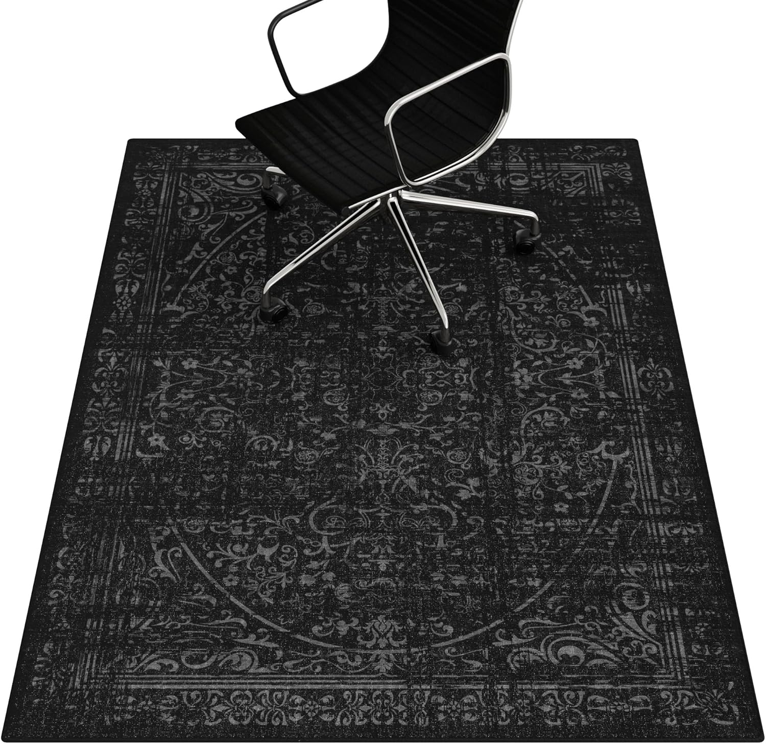 Office Chair Mat for Hardwood Floor, 48"x60" Under Desk Carpet Protector for Rolling Computer Chair Mat, Machine Washable Area Rug, Anti-Slip Floor Mat Jet Black