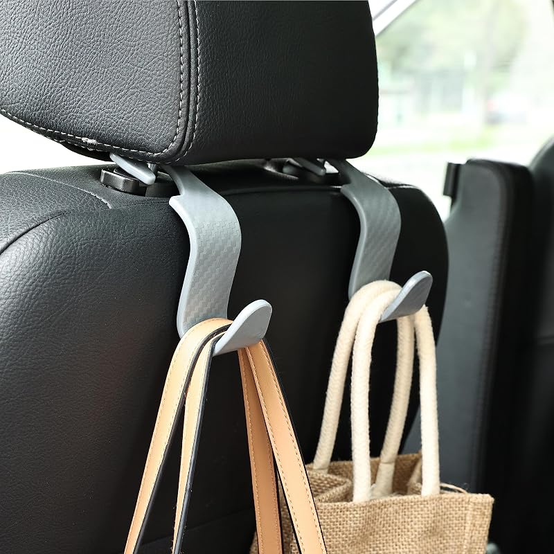 Ganchos para Encosto de Cabeça de Banco Automotivo Toiyason em ABS Cinza, Kit com 4