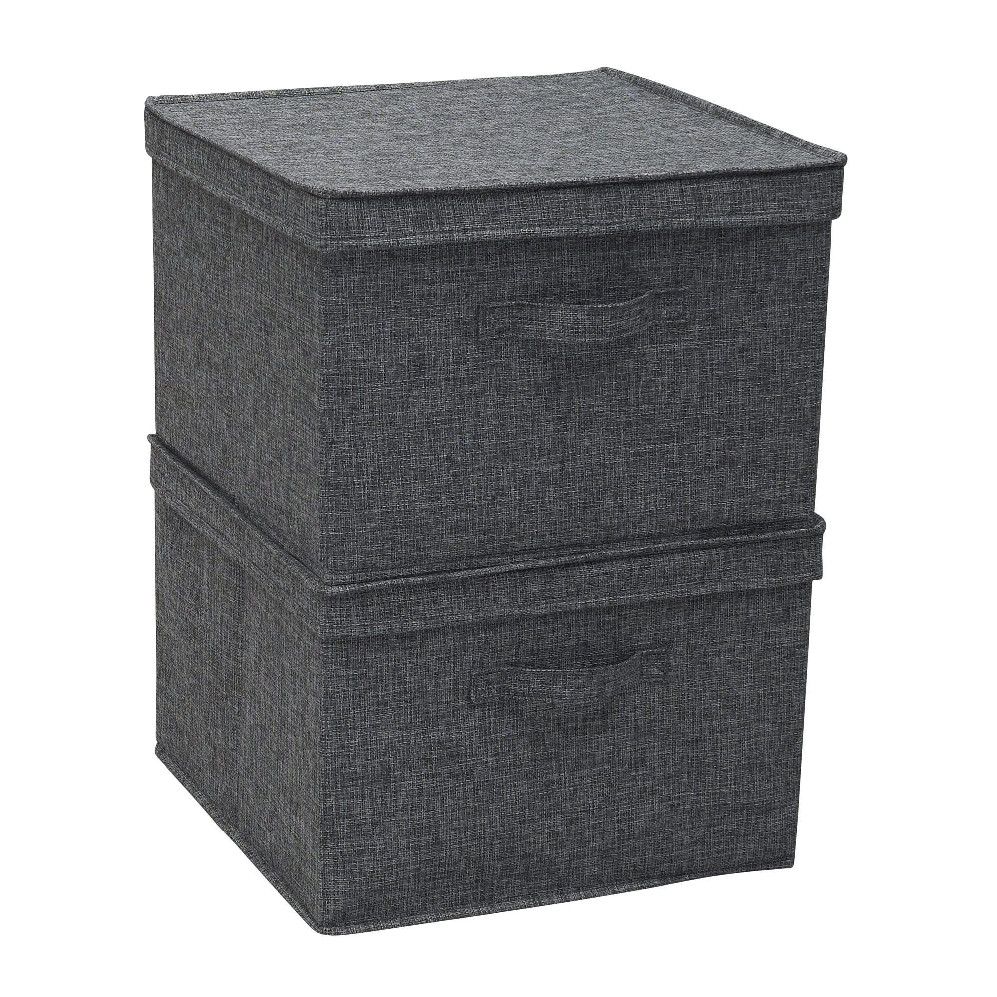 Household Essentials Storage Box, Fabric, Latte, Square-15 W x 15" D, Graphite, Square - 15"W x 15"D - Image 3