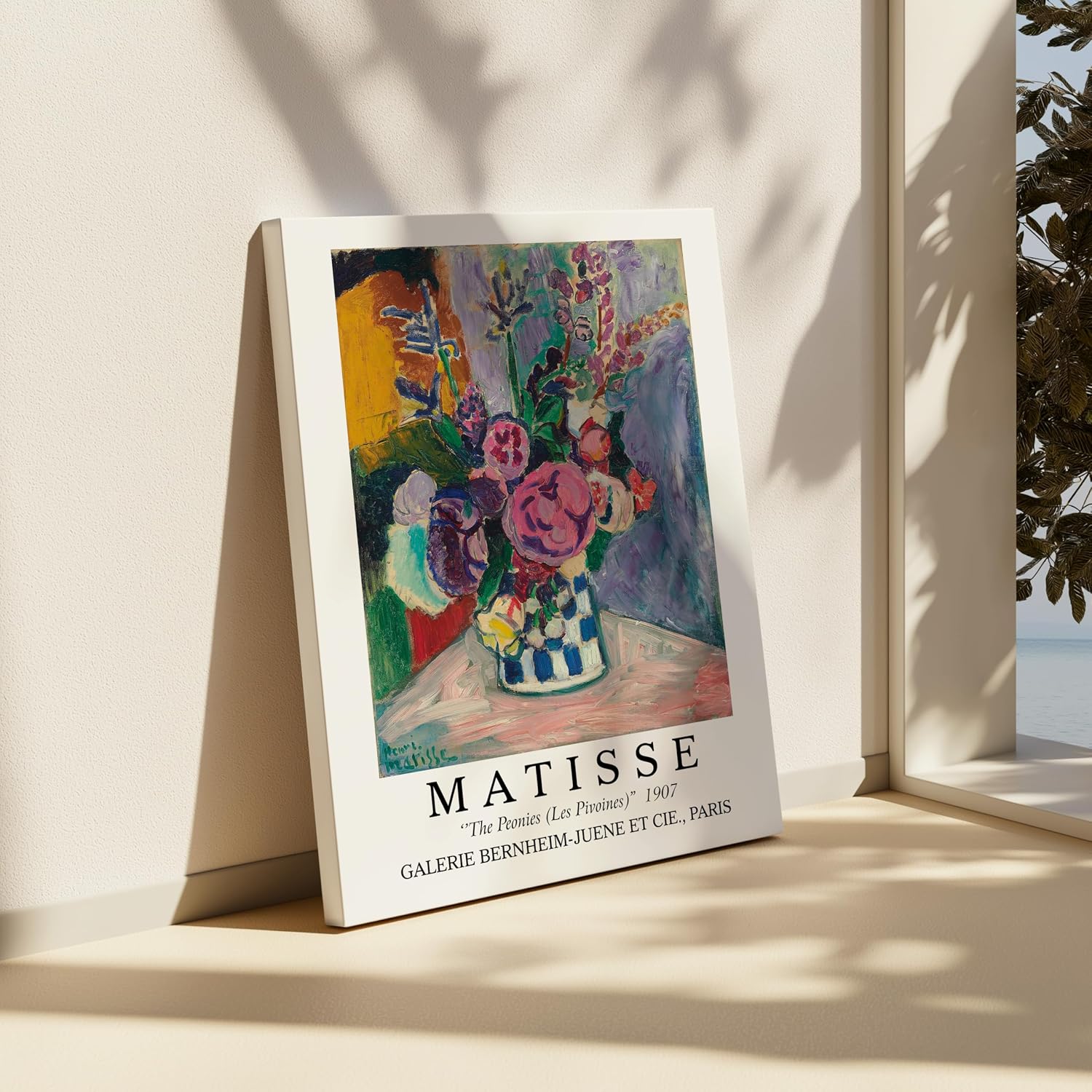 Poster Master Henri Matisse Canvas - Retro The Peonies Print - Fauvism Art - Flower Wall Art - Gift for Men & Women - Floral Decor for Office, Living Room or Bedroom - 8x10 STRETCHED Canvas