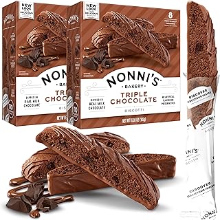 Nonni's Triple Chocolate Biscotti Italian Cookies - 2 Boxes Triple Chocolate Italian Biscotti Cookies w/Dark Chocolate - Biscotti Individually Wrapped Cookies - Kosher Chocolate Coffee Cookie 6.88 oz