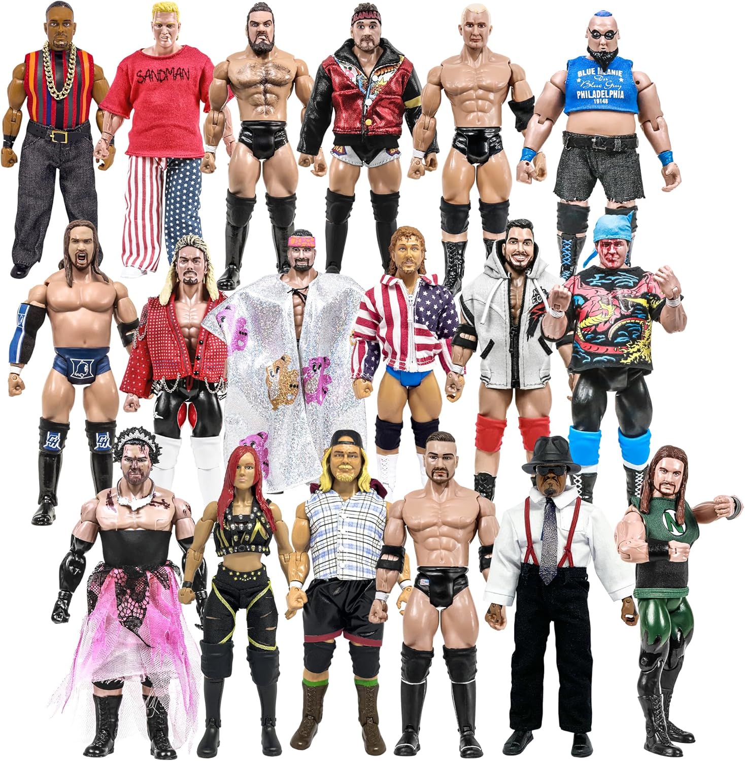 Set of 18 Loose Rising Stars & Legends of Wrestling Action Figures