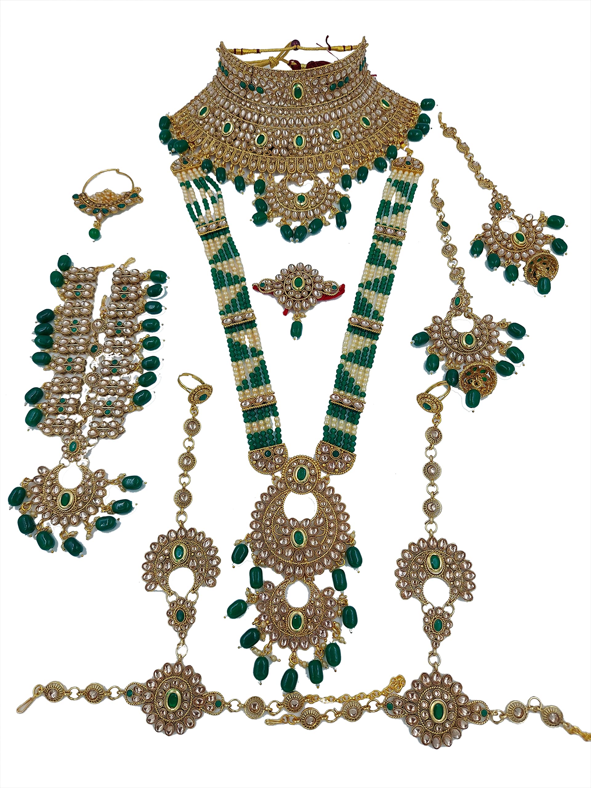 Jewellery Dulhan Bridal Set Green Colour Gold Plated For Girls And Women 143