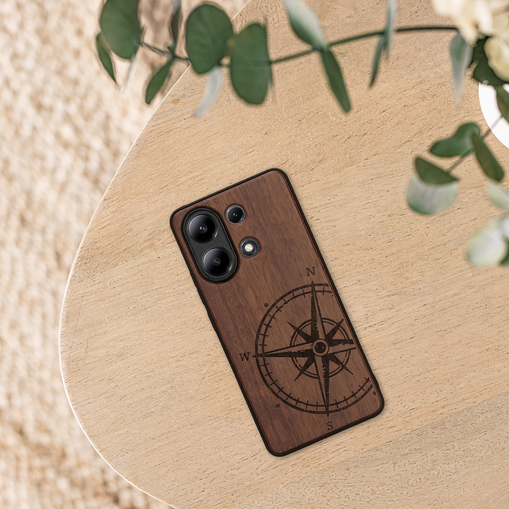 Kwnobile Handyhülle Für Xiaomi Redmi Note 13 Pro 4G – Holz-Design Mit TPU, Stoßfest In Braun