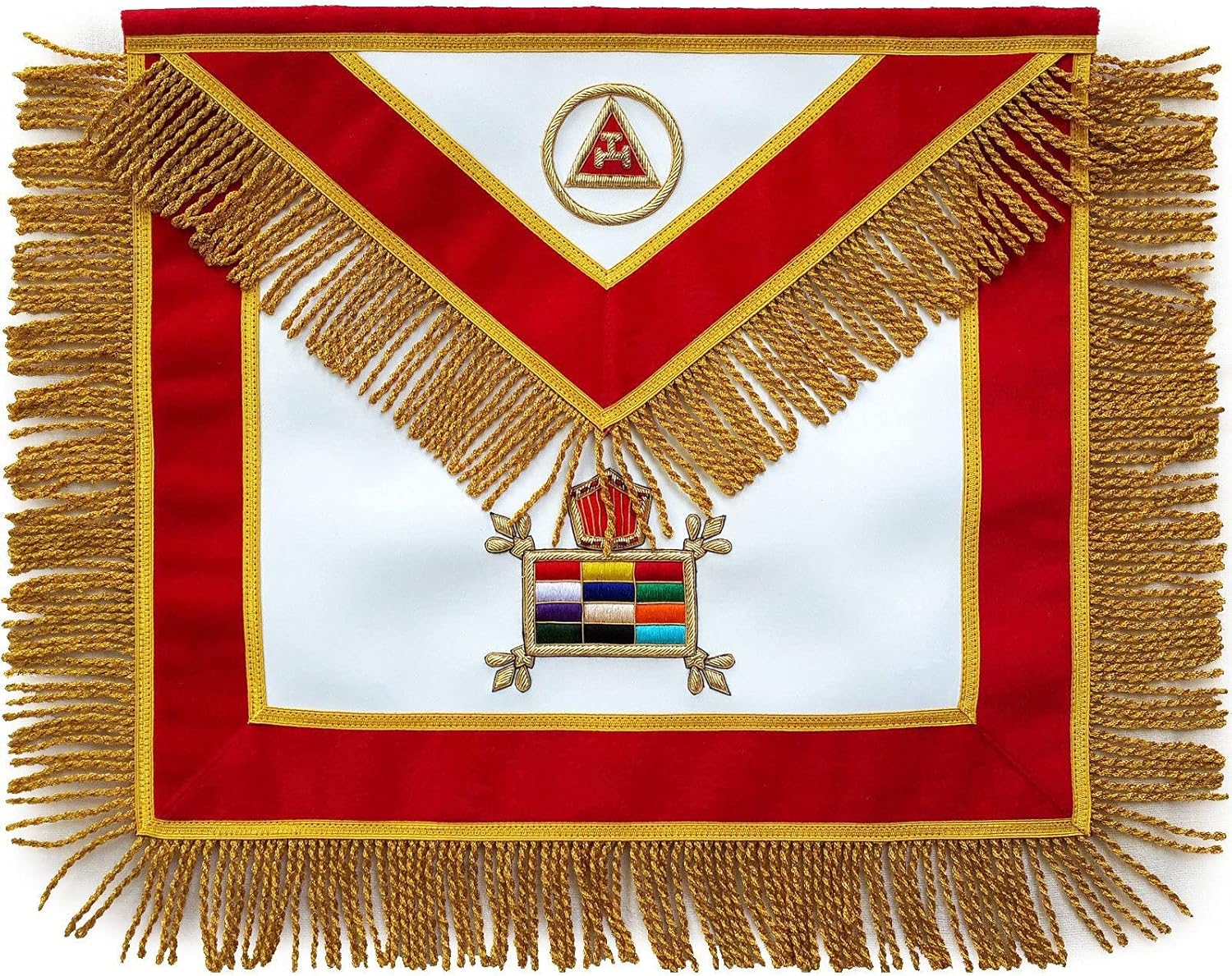 Bricks Masons Past High Priest Royal Arch Chapter Massachusetts Regulation Apron - Red Velvet