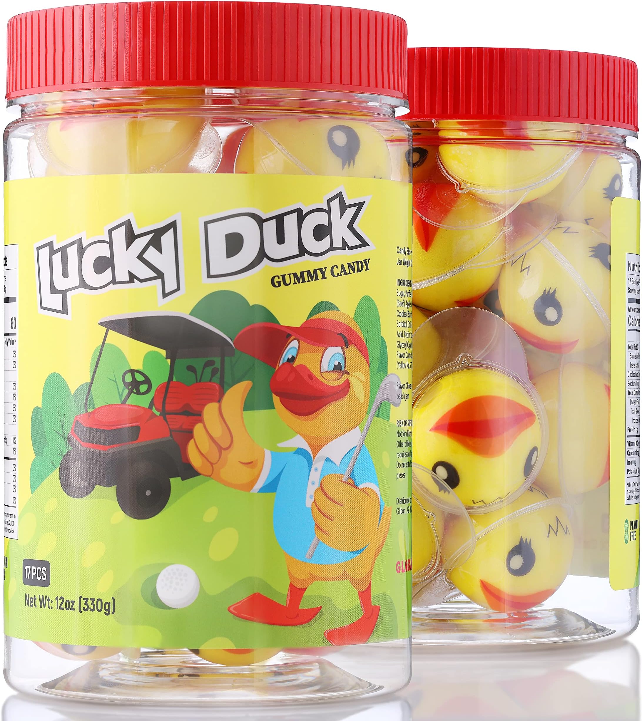 Gummy Candy - 30 mm Large Jelly Filled Gummies - Lucky Duck Candy Gummy Bulk - 17 Pcs Individually Wrapped Candy Gummies in Bottle - 1.18 Inches Big Gummy Candy - Easter Egg Candy