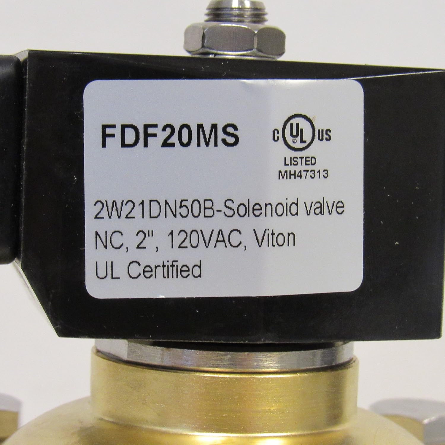 Solenoid Valve, 2 Inch NPT, Brass Body, Viton Seal, 120 VAC Coil, Normally Closed, Zero Differential, Direct Lift Diaphragm
