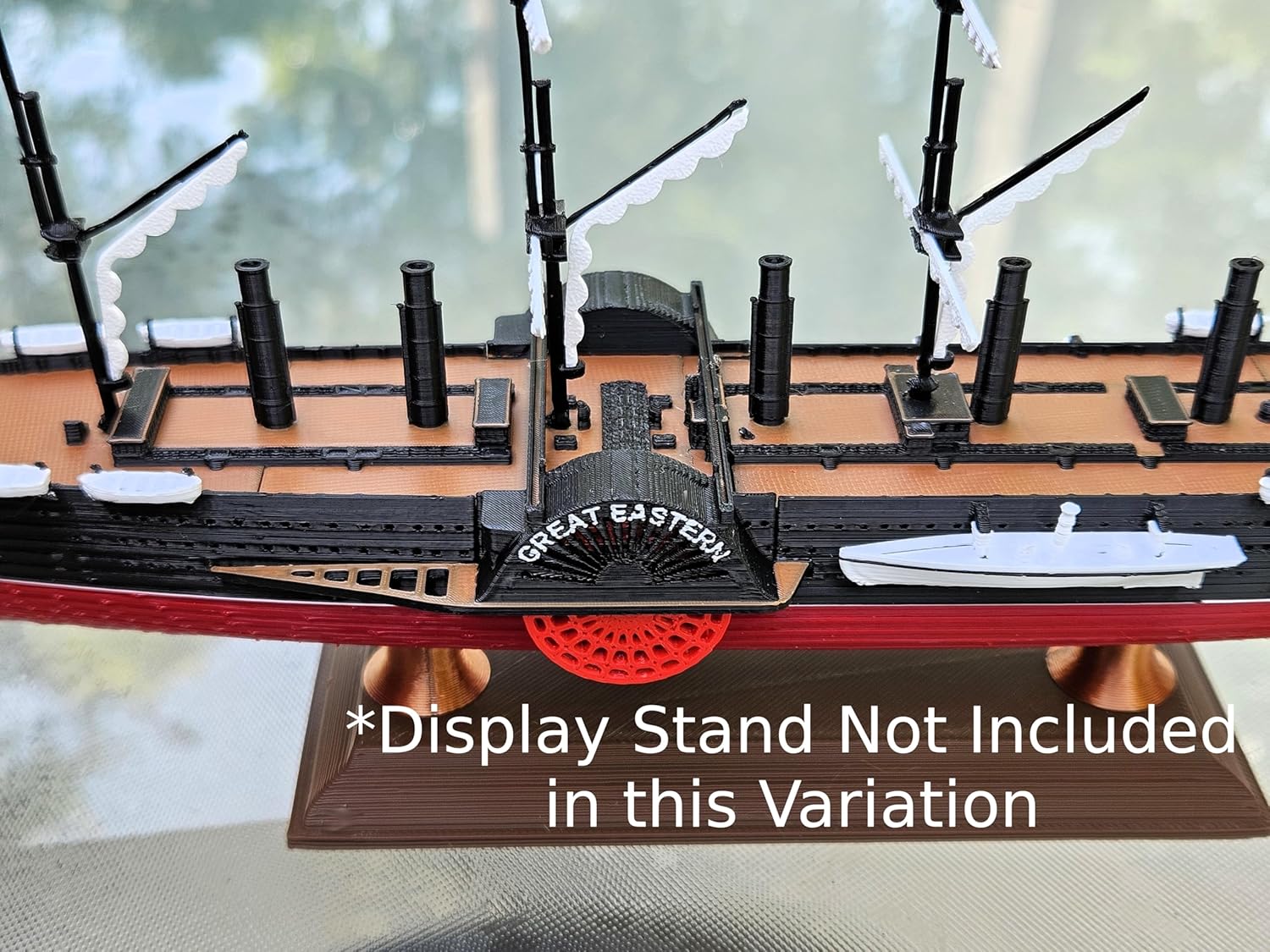 TheRoller3d SS Great Eastern Ship Model 12” Historically Accurate Replica, Steamship Display with Working Paddle Wheels, Nautical Gift for History Buffs & Enthusiasts (Model On)