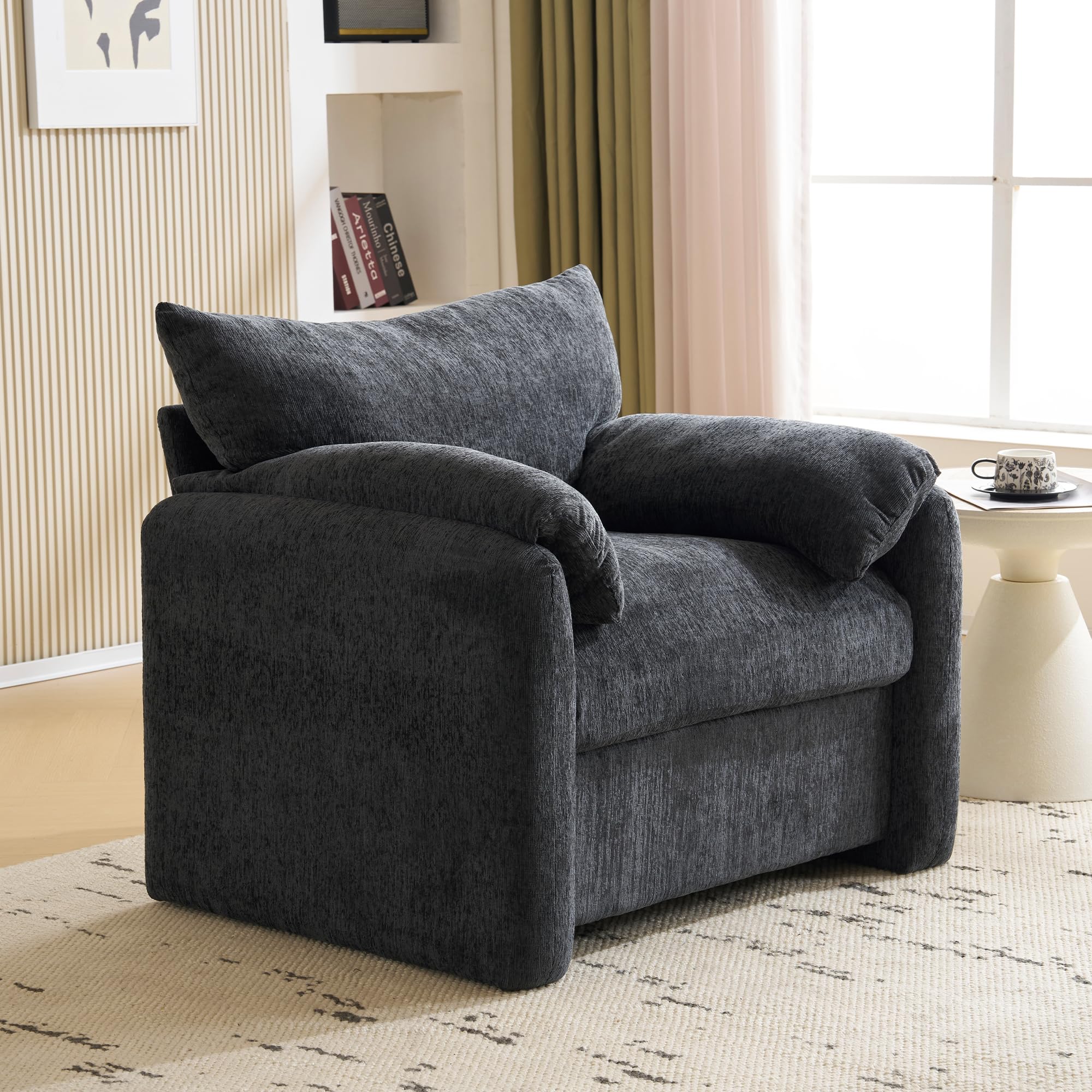 Design moderno, tessuto di ciniglia, poltrona oversize, sedia