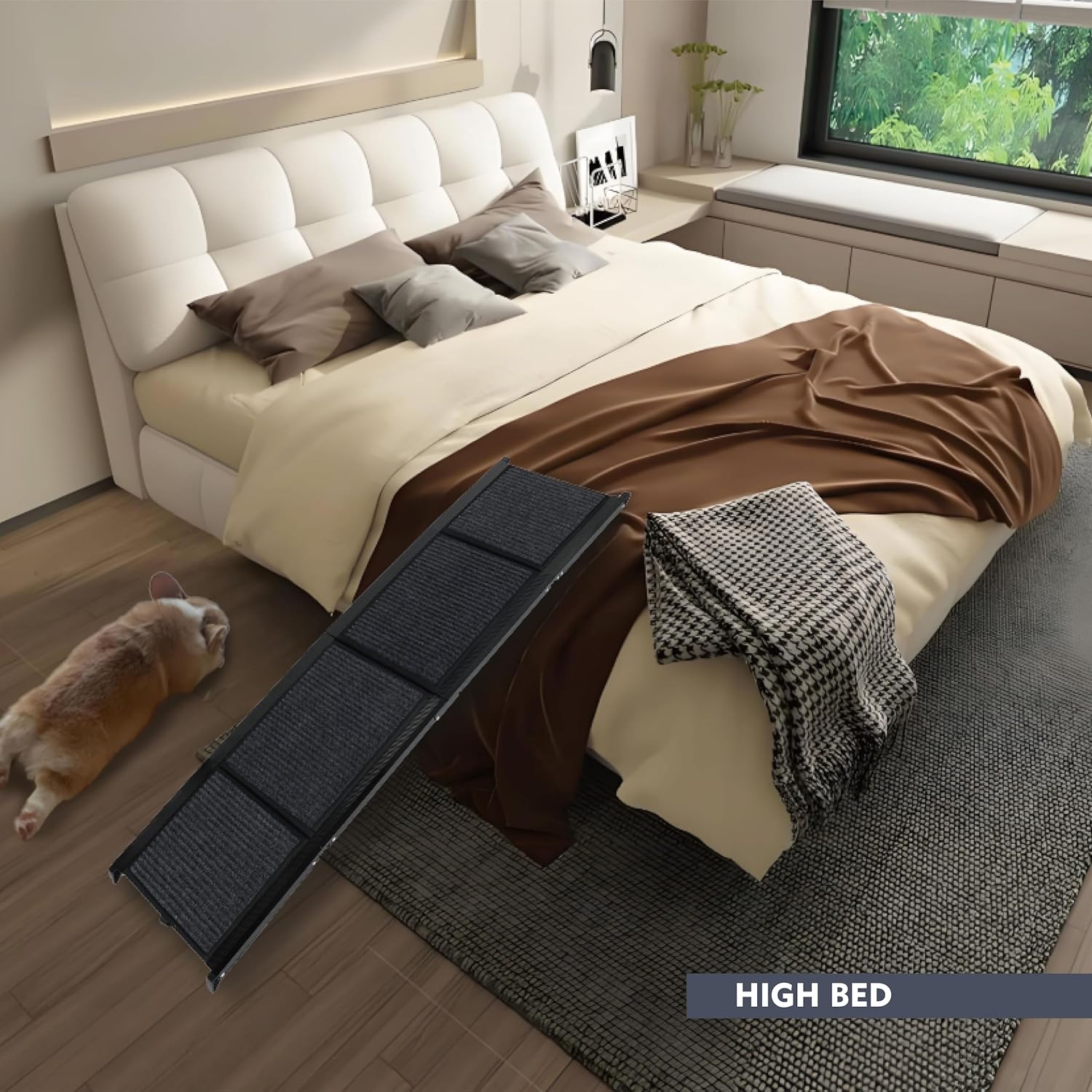 Dog Ramp, Dog Ramp for Car, 65"X17.2", Large Folding Pet Stair Ramps with Non-Slip Surface for Truck, SUV, Outdoor Dog Car Ramp for Medium and Large Dogs, Up to 250LBS, Black