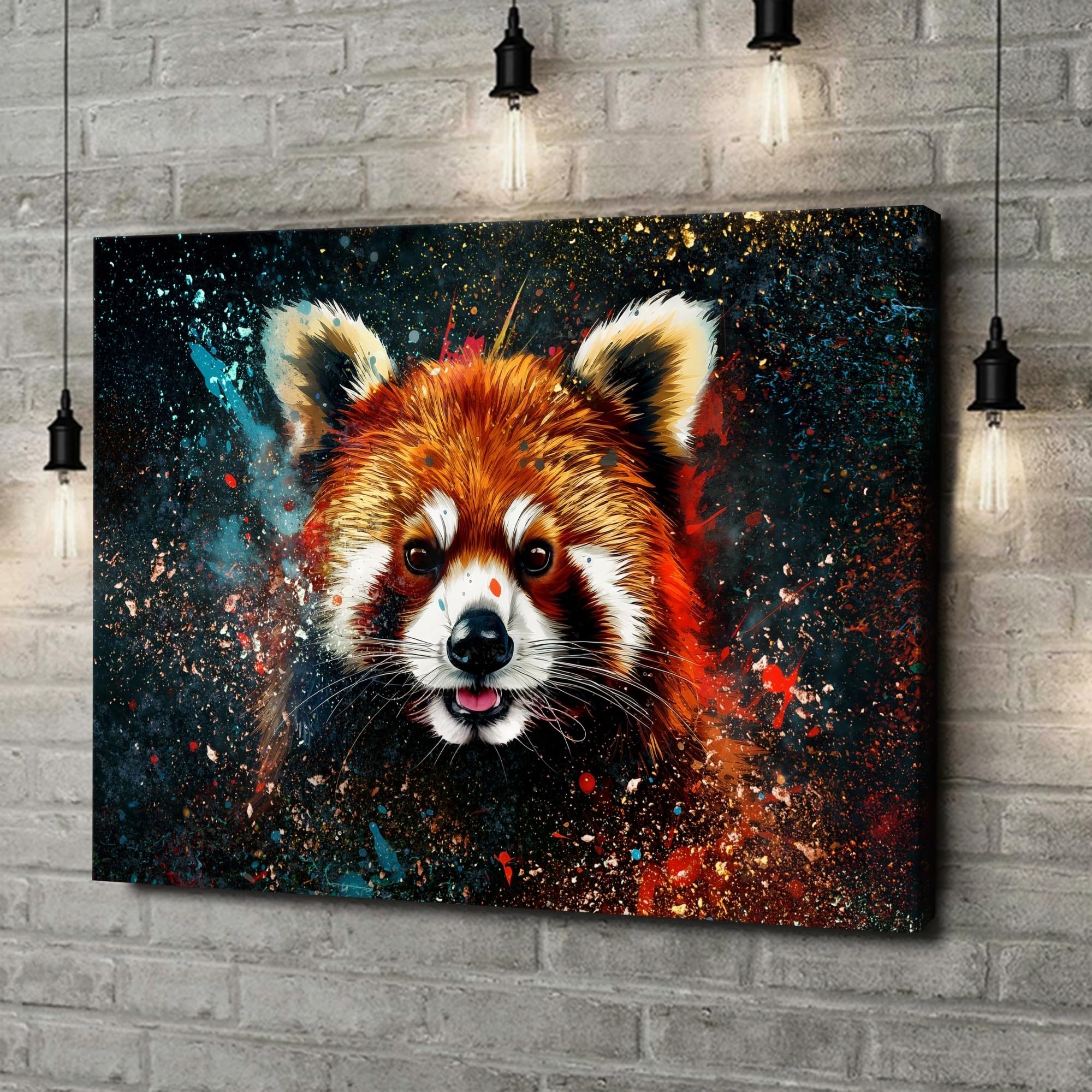 Artmazing | Roter Panda Bild Bunt | Pop Art Bilder | Bilder Katzenbär Modern | Katzenbärenbilder Modern | Moderne Bilder XXL | Wandbild Kleiner Panda Deko XXL | Bild Leinwand XXL | Katzenbären Bilder