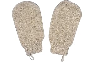 Natural Exfoliating Nature Terry Bath Mitt Shower Gloves Loofah Washcloth Sponge Machine...