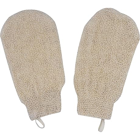 Natural Exfoliating Nature Terry Bath Mitt Shower Gloves Loofah Washcloth Sponge Machine...