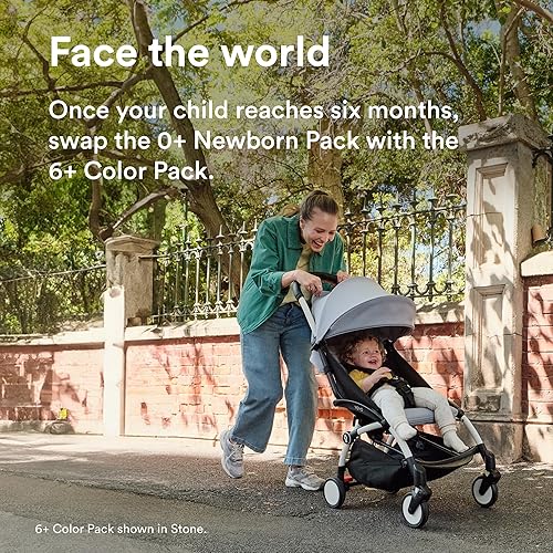 Miniatura 4 de YOYO3 Cochecito de recién nacido a niño pequeño incluye marco negro, paquete de 6 colores negro, paquete negro 0+ recién nacido y adaptadores de