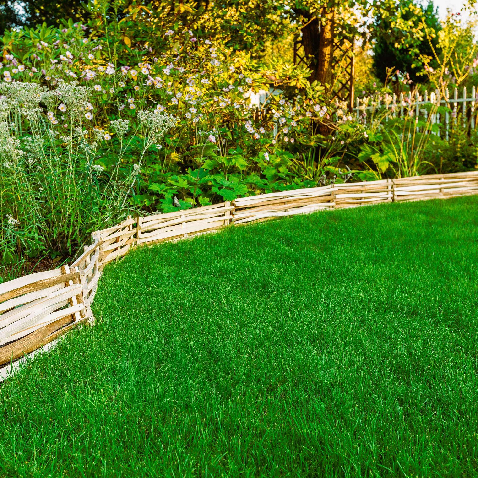 BOGATECO 3 vallas de jardín de madera de avellano, 90 cm x 20 cm, borde de césped, valla de madera, valla de estacas, valla de estacas, cercas para arriates, valla de inserción, perfecta como borde de