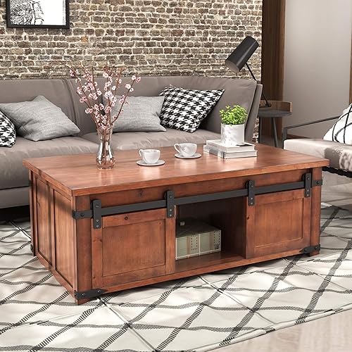 pottery barn red coffee table