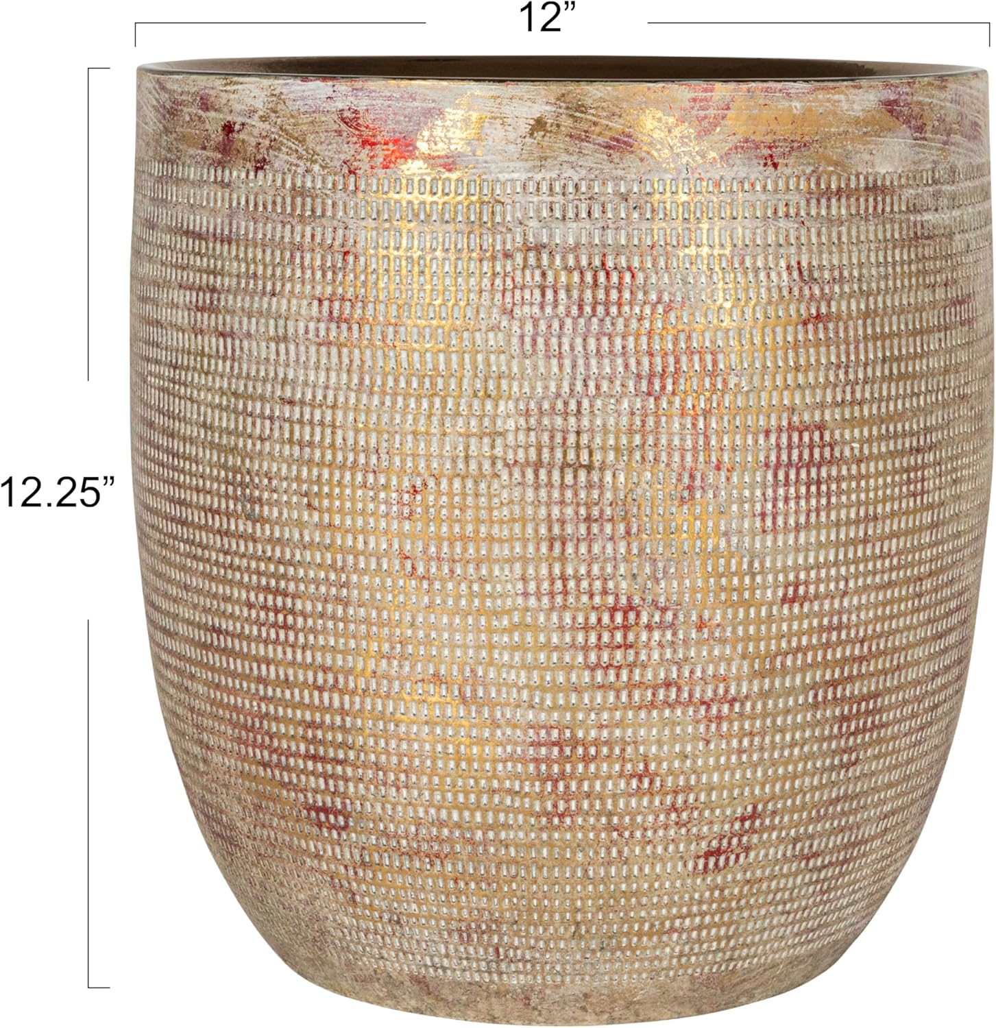 Creative Co-Op Large Matte White Embossed Stoneware Planter