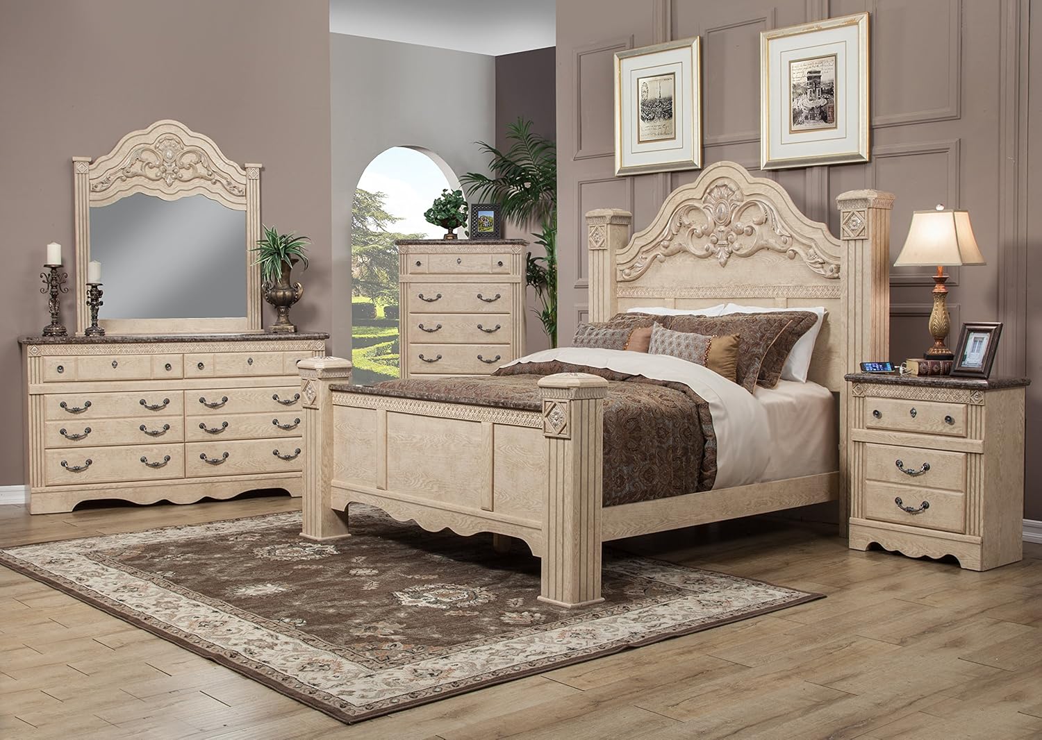 Sandberg Furniture Amalfi Estate Bedroom Set, Queen, Warm