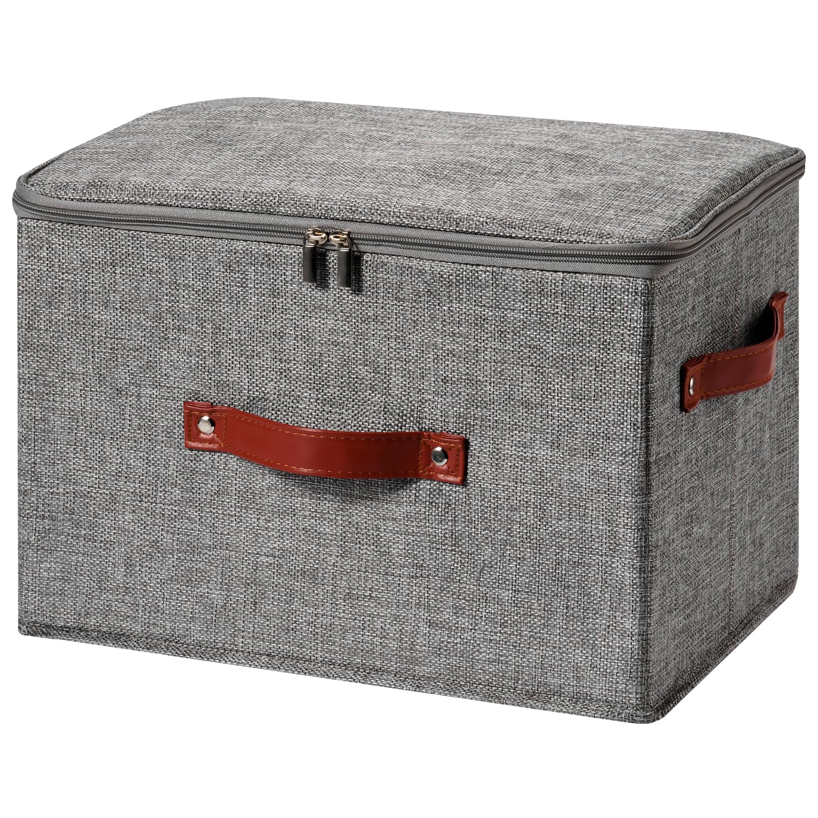 Storage Bin Box with Zippered Lid Decorative Collapsible Basket