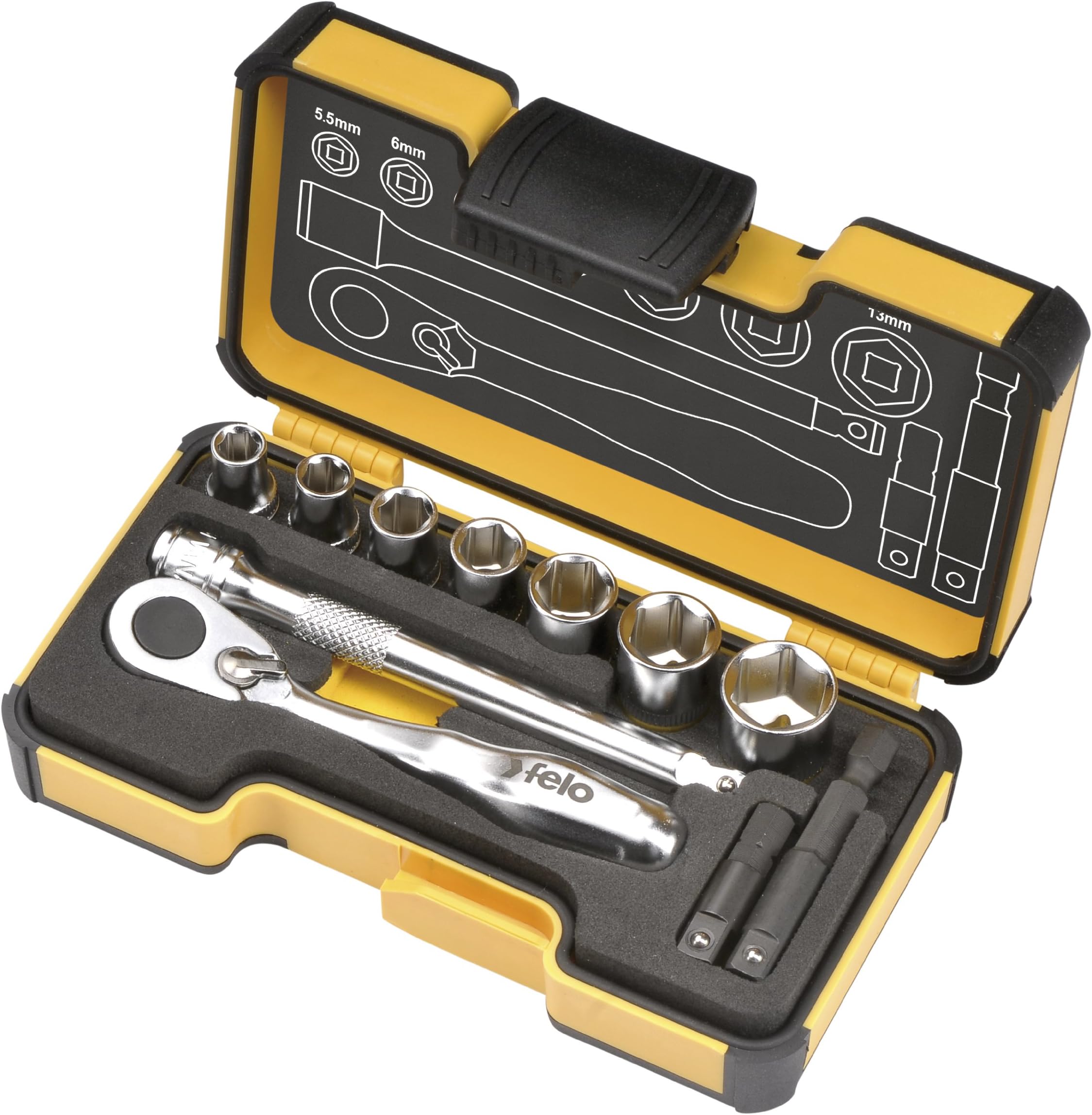 Felo05771106 Extra-Small Toolbox with Ratchet and Bits - 11 Pieces