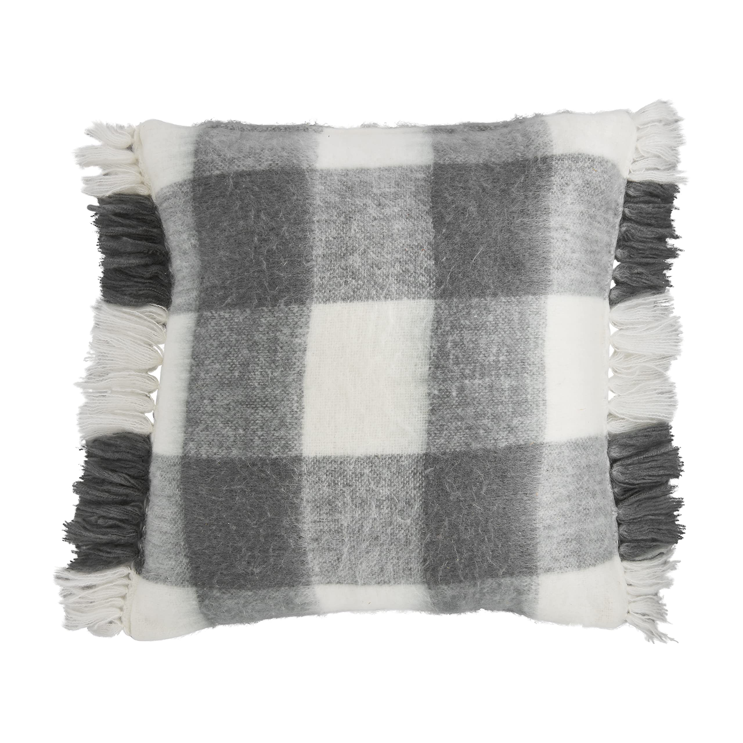 Coussin à carreaux gris Mud Pie idéal pour un canapé cosy et chaleureux