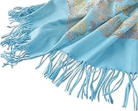 Vista 3 de Urban CoCo Chal bordado de gran tamaño con borlas para mujer