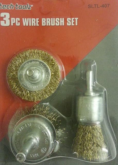 TK9K® - Power Tool Accessories Wire Cups Wire Wheel & Cup Brush Set 3 pce pieces 6mm Shank For use with power drills. 50mm wire cup brush, 50mm wire wheel and 25mm end brush. Max 4,500rpm.