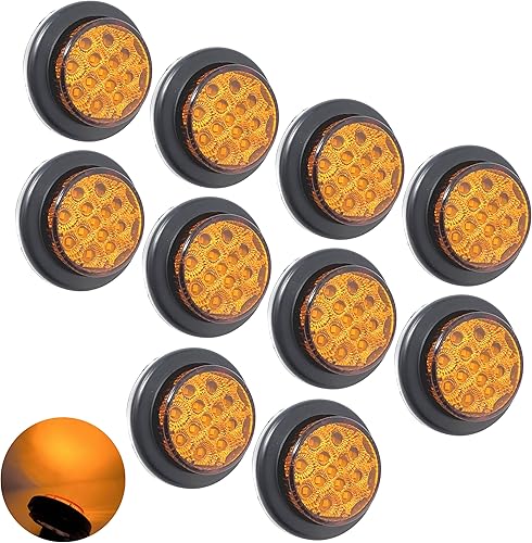 Miniatura 1 de All Star Truck Parts 4 unidades de luz LED redonda de 2 pulgadas 13 LED ojal de goma + enchufe extraíble de 2 alambres IP 67 para remolques,