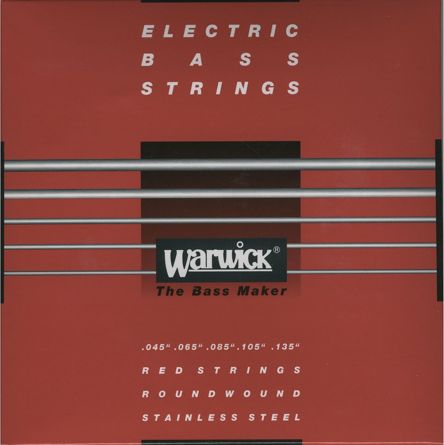 Warwick Label Stainless Wound Bass Strings, 5 String, Medium, Red