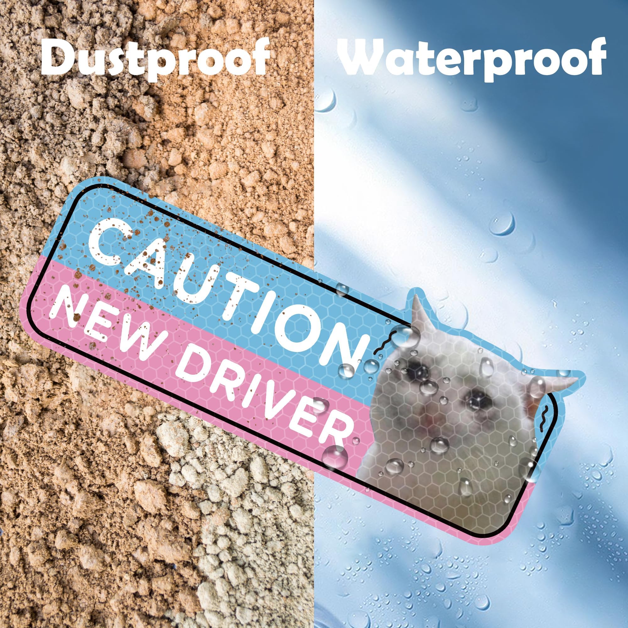 Crying Cat Reflective Student Driver Safety Signs CNhoqc 4-Piece Crying Cat New Driver Car Magnets - Reflective Student Driver Signs Reusable Car Magnets