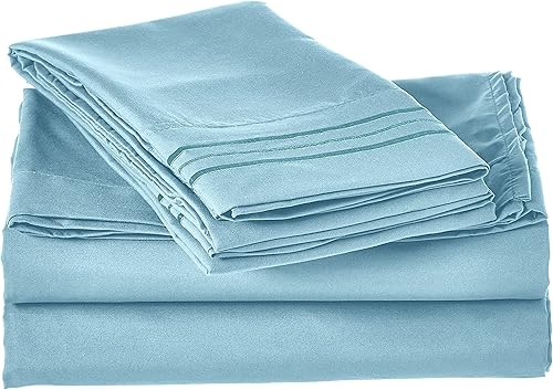 Miniatura 10 de CELINE LINEN Juego de sábanas de 4 piezas, calidad de hotel súper suave, resistente a las arrugas y a la decoloración, hermoso diseño en fundas de