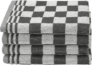 ZOLLNER 4er Set Küchenhandtücher Baumwolle in 50x50 cm - saugstarke und strapazierfähige Küchentücher - waschbar bis 60°C – in anthrazit kariert - Gastronomiequalität - Oeko Tex® Zertifiziert