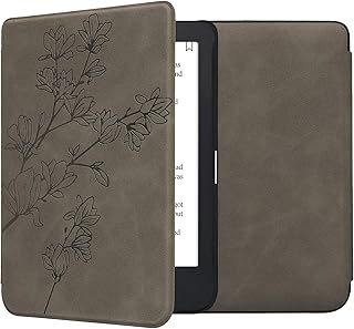 kwmobile Cover Compatible with Kobo Clara 2E / Tolino Shine 4 Cover - eReader Case - Magnolias Grey