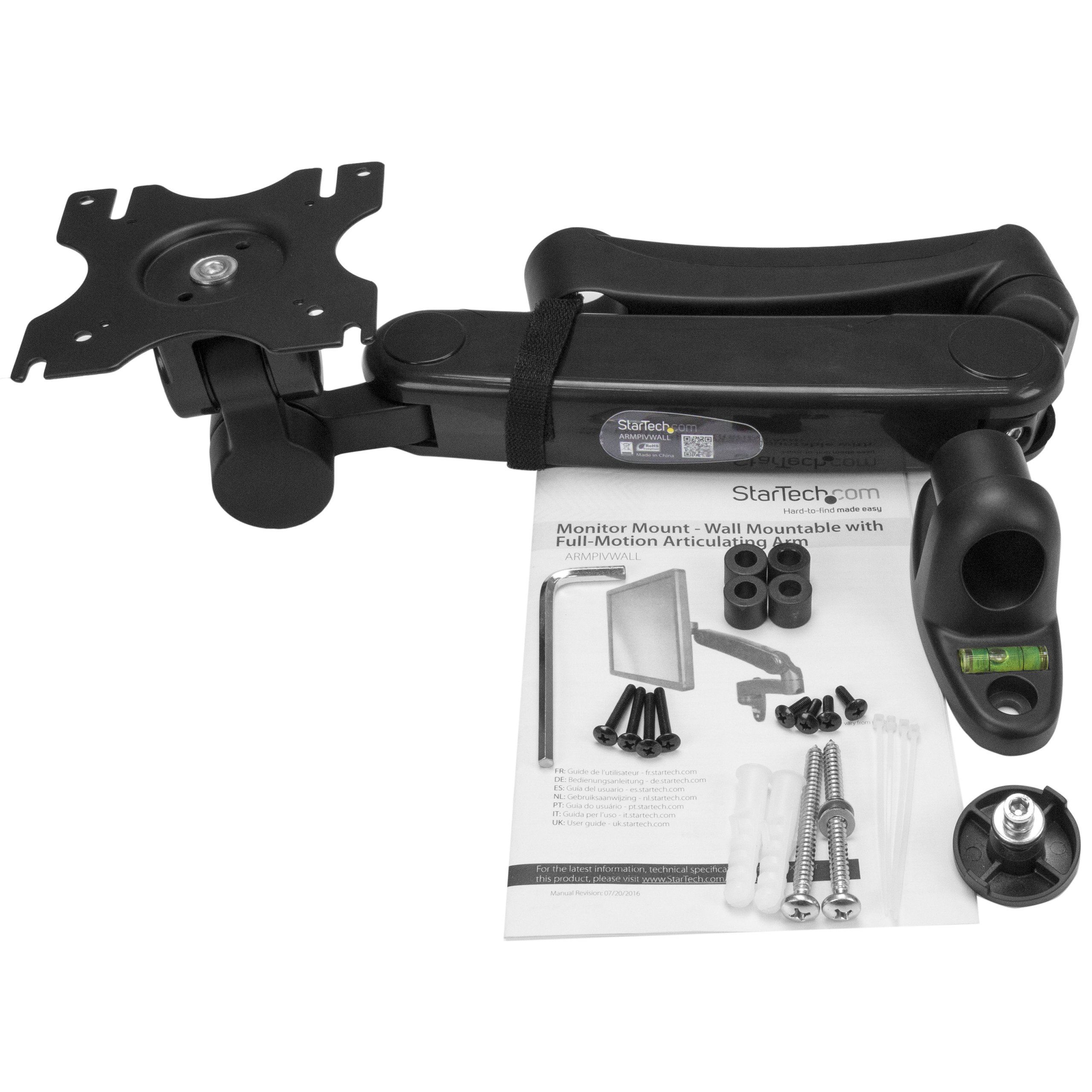 StarTech Braccio Singolo Parete Monitor da 12" a 34" 9Kg Regolabile Nero | Altezza Regolabile, Montaggio a Parete, Braccio Singolo
