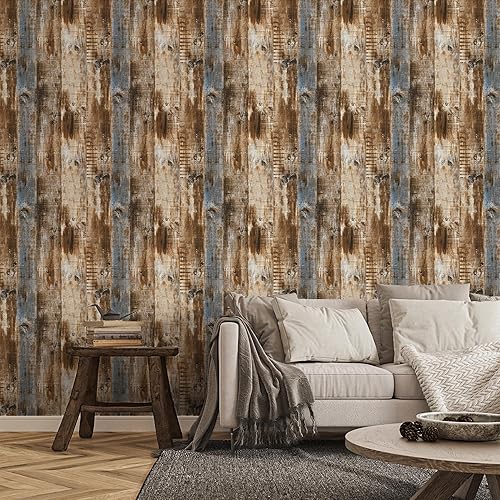 Miniatura 76 de LXCREAT Papel de contacto de bloque de carnicero de madera sintética, papel tapiz Shiplap para despegar y pegar, tablones de madera para paredes