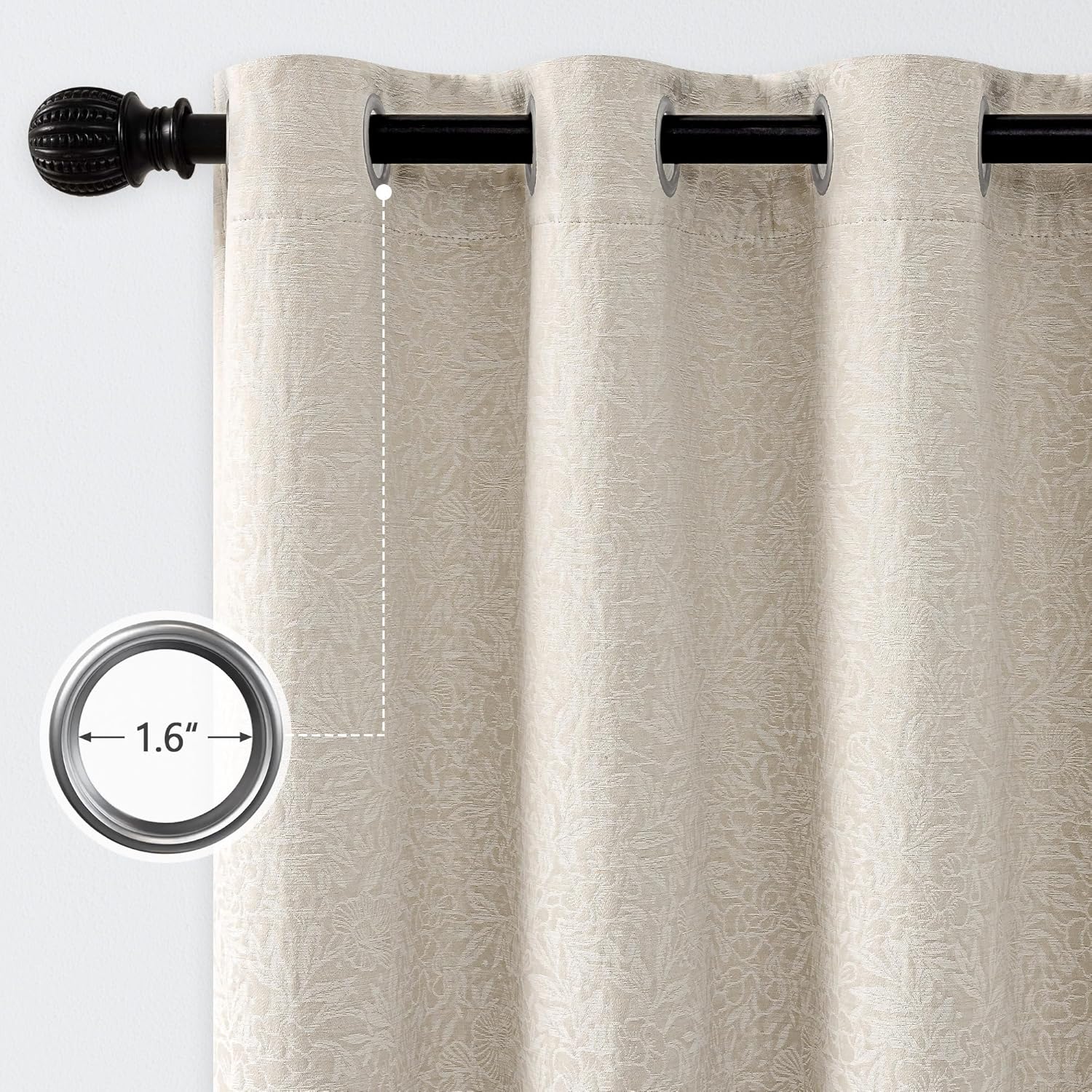 Metro Parlor Beige Floral Blackout Curtains 96 Inches Long for Bedroom, Jacquard Chenille Patterned Vintage Flower Curtains for Living Room Darkening Thermal Insulated Grommet Window Drapes, 2 Panels